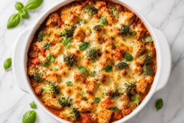 cheesy chicken tomato broccoli casserole