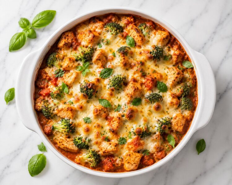 cheesy chicken tomato broccoli casserole