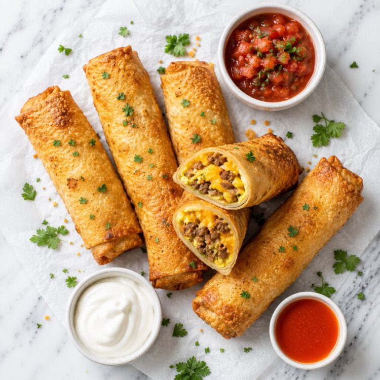 cheesy breakfast egg rolls