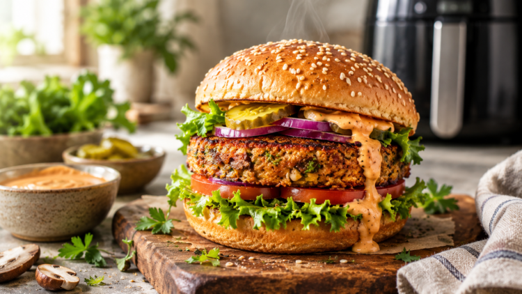 air fryer tofu burger